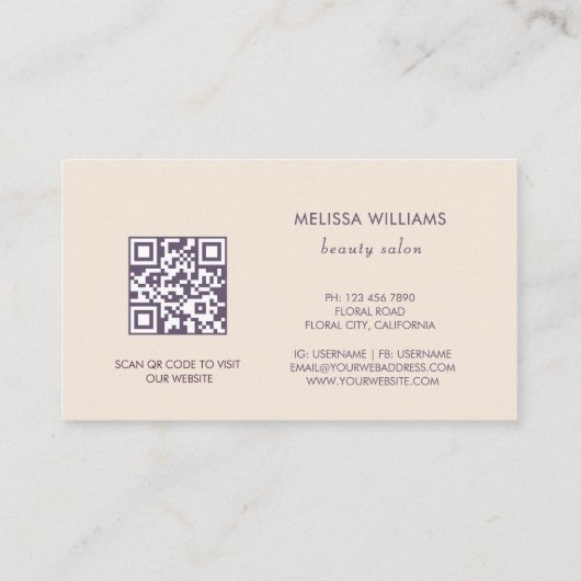 Botanische beige Abstract Visitekaartje (Achterkant)