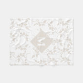 Botanische beige Decoratieve Leaf Monogrammen Fleece Deken (Voorkant (Horizontaal))