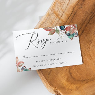 Botanische Besjes Bruiloft Waterverf Herfstblade RSVP Kaartje