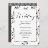 Botanische bessen en kant bruiloft kaart (Voorkant / Achterkant)