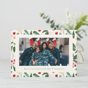 Botanische Bessen Groene Kerst Familie Foto Feestdagenkaart