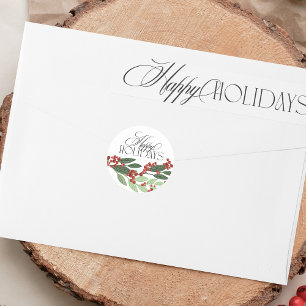 Botanische bessen Happy Holiday Christmas Envelope Ronde Sticker