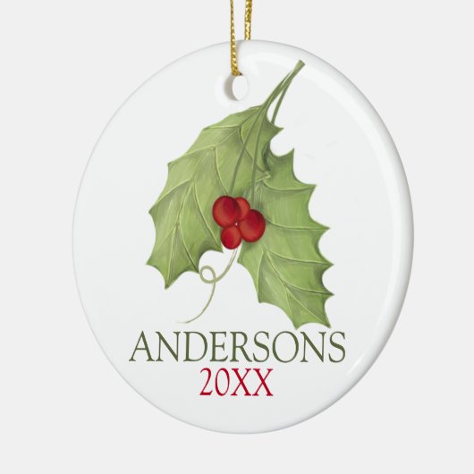 Botanische bessen Rustic Holiday Greenery Familie Keramisch Ornament (Links)