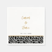 Botanische Blad Patroon Rand Namen Datum Bruiloft Servet (Voorkant)