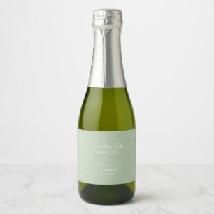 Botanische blad wijnstok salie groen bruidsmeisje sparkling wijnetiket