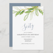 Botanische bladeren 60e verjaardag uitnodiging (Voorkant / Achterkant)