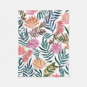 Botanische Bladeren Aquarel Bloemrijk Kleurig Bl Fleece Deken