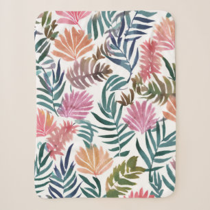 Botanische Bladeren Aquarel Bloemrijk Kleurig Bl Sherpa Deken
