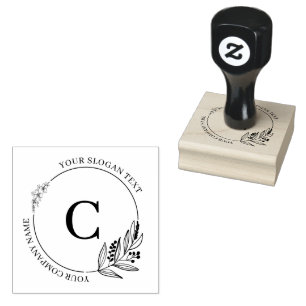 Botanische bladeren & bloemen aangepaste typografi 	rubberstempel