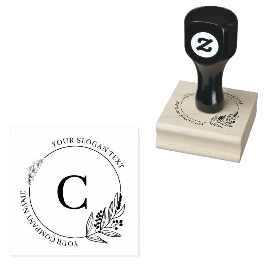 Botanische bladeren & bloemen aangepaste typografi 	rubberstempel (Gestempeld)