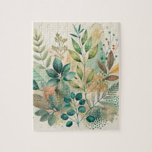 Botanische bladeren collage puzzel