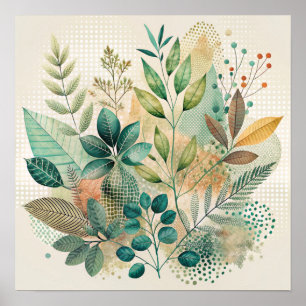 Botanische bladeren Collage Wall Decor Poster