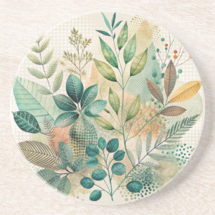 Botanische bladeren Collage Zandsteen Onderzetters