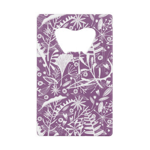 Botanische bladeren en bloemen Paars Kredietkaart Flessenopener