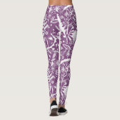 Botanische bladeren en bloemen Paars Leggings (Achterkant)