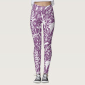 Botanische bladeren en bloemen Paars Leggings (Voorkant)