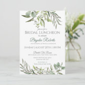 Botanische bladeren en groen bruids lunch kaart (Staand voorkant)