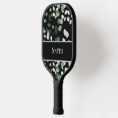 Botanische bladeren groen met naam pickleball paddle (Links)
