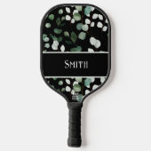 Botanische bladeren groen met naam pickleball paddle (Achterkant)