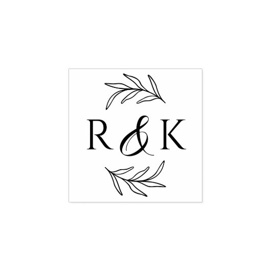 Botanische bladeren krans Ampersand Initialen brui Rubberstempel (Afrduk)