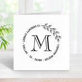 Botanische bladeren met rond monogram 	rubberstempel