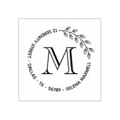 Botanische bladeren met rond monogram 	rubberstempel (Afrduk)