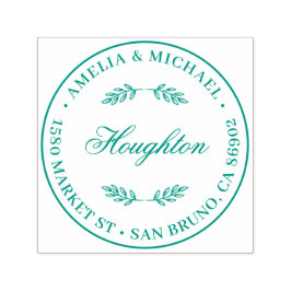 Botanische bladeren Ronde bruiloft retouradres Zelfinktende Stempel