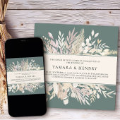 Botanische bladeren Sage Green Square Weddenschap Kaart