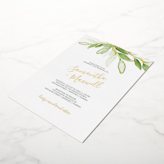 Botanische bladeren Uitnodiging tot Folie van het  (Gedraaid)