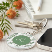 Botanische bladgroen handgetekend patroon sleutelhanger (Voorkant Rechts)