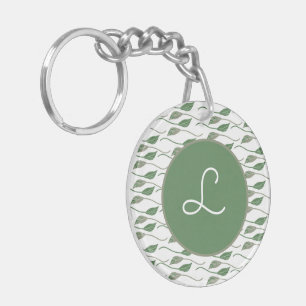 Botanische bladgroen handgetekend patroon sleutelhanger