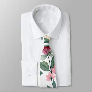 Botanische bladgroenpil Blush Bourgogne Peach Stropdas