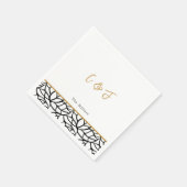 Botanische Bladpatroon Rand Initialen Bruiloft Servet (Hoek)