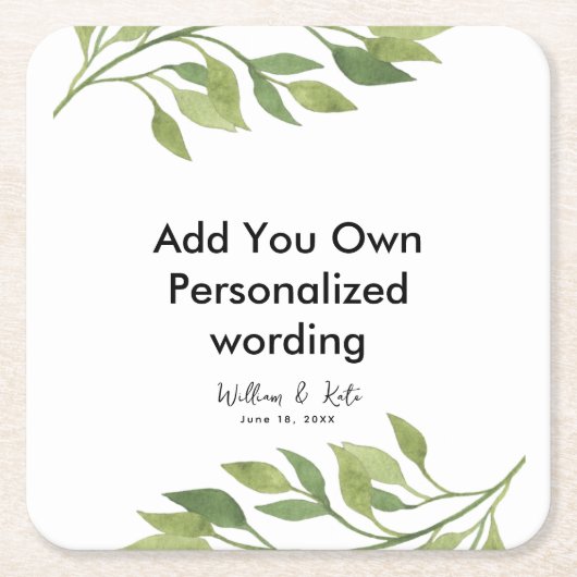 Botanische bladstijl gepersonaliseerd onderzetter (Voorkant)