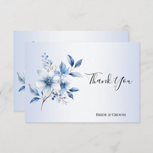 Botanische Blauwe Bloemen Dank u kaart (Voorkant / Achterkant)