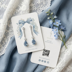 Botanische Blauwe Coquette Strik Sieraden Display Visitekaartje
