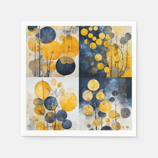 Botanische blauwe en gele servetten (Voorkant)