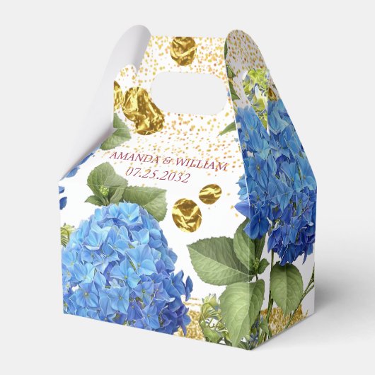 Botanische blauwe legant bruiloft voor pleisterbox bedankdoosjes (Voorkant Zijde)