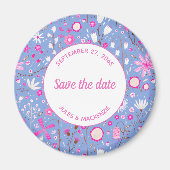 Botanische blauwe wilde bloemen, behalve datum magneet (Voorkant)