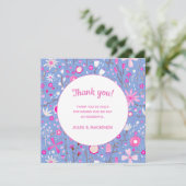 Botanische blauwe wilde bloemen bruiloft bedankt (Staand voorkant)