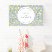 Botanische blauwe wilde bloemen spandoek (Insitu)