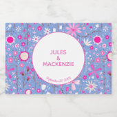 Botanische blauwe wilde bloemen sparkling wijnetiket (Enkel label)