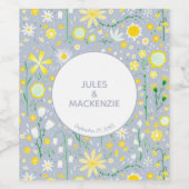 Botanische blauwe wilde bloemen wijn etiket (Enkel label)