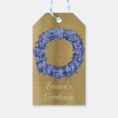 Botanische Blauwe Wreath Cadeaulabel (Voorkant)