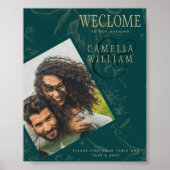 BOTANISCHE BLAUWGROEN GOLD PHOTO Wedding WELCOME Poster (Voorkant)