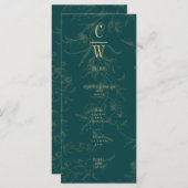 BOTANISCHE BLAUWGROEN GOLD Weddenschap Menu (Voorkant / Achterkant)