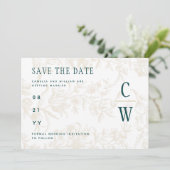 BOTANISCHE BLAUWGROEN GOLD Weddenschap Save The Date (Staand voorkant)