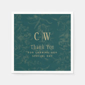 BOTANISCHE BLAUWGROEN GOLD Weddenschap Servet (Voorkant)