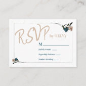 Botanische Blauwgroen Groene Beige Rozen RSVP Advieskaart (Voorkant)