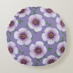Botanische Bleke blauw-geraniumventiel op elke kle Rond Kussen